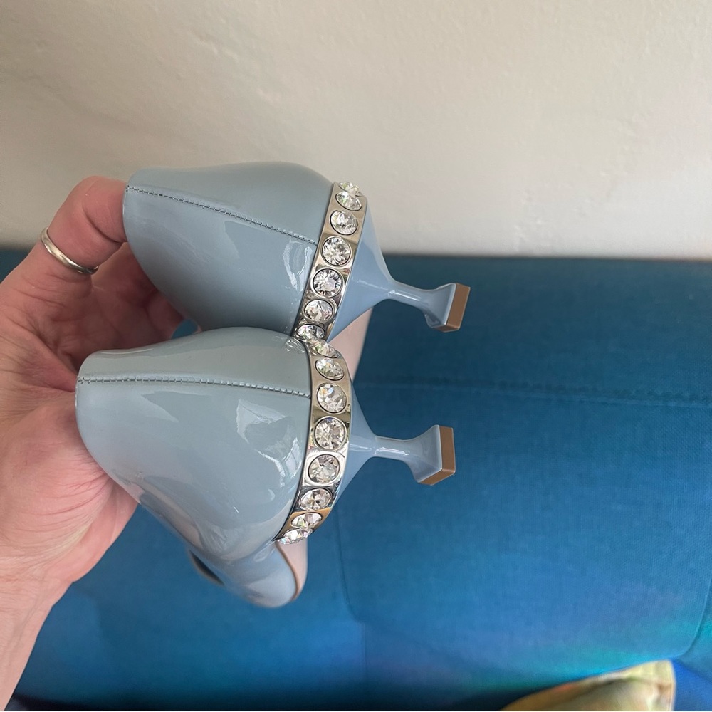 NEW Miu Miu patent leather crystal embellished heels - Picture 12 of 12